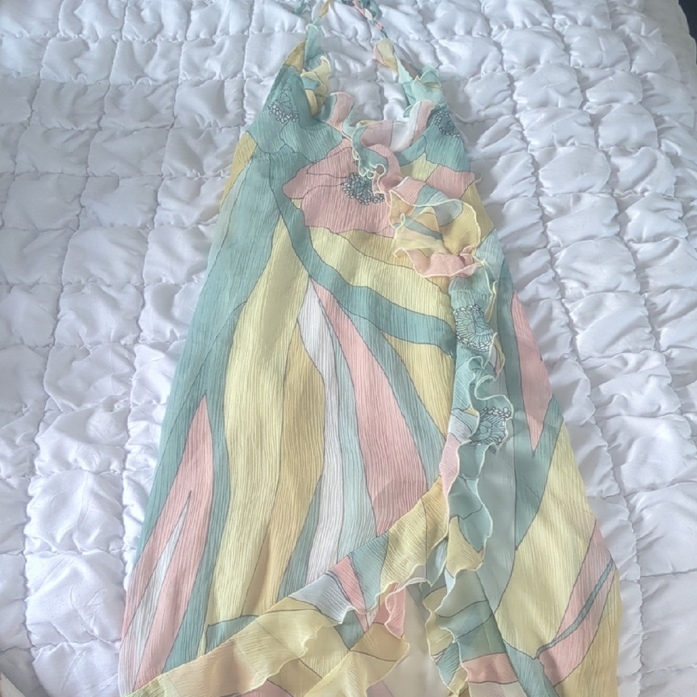 Zara Basic Light Blue and White Dress